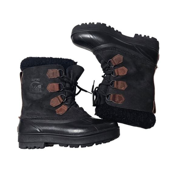 SOREL Alpine Felt Winter Duck Boot Black Size W7 - Picture 1 of 8